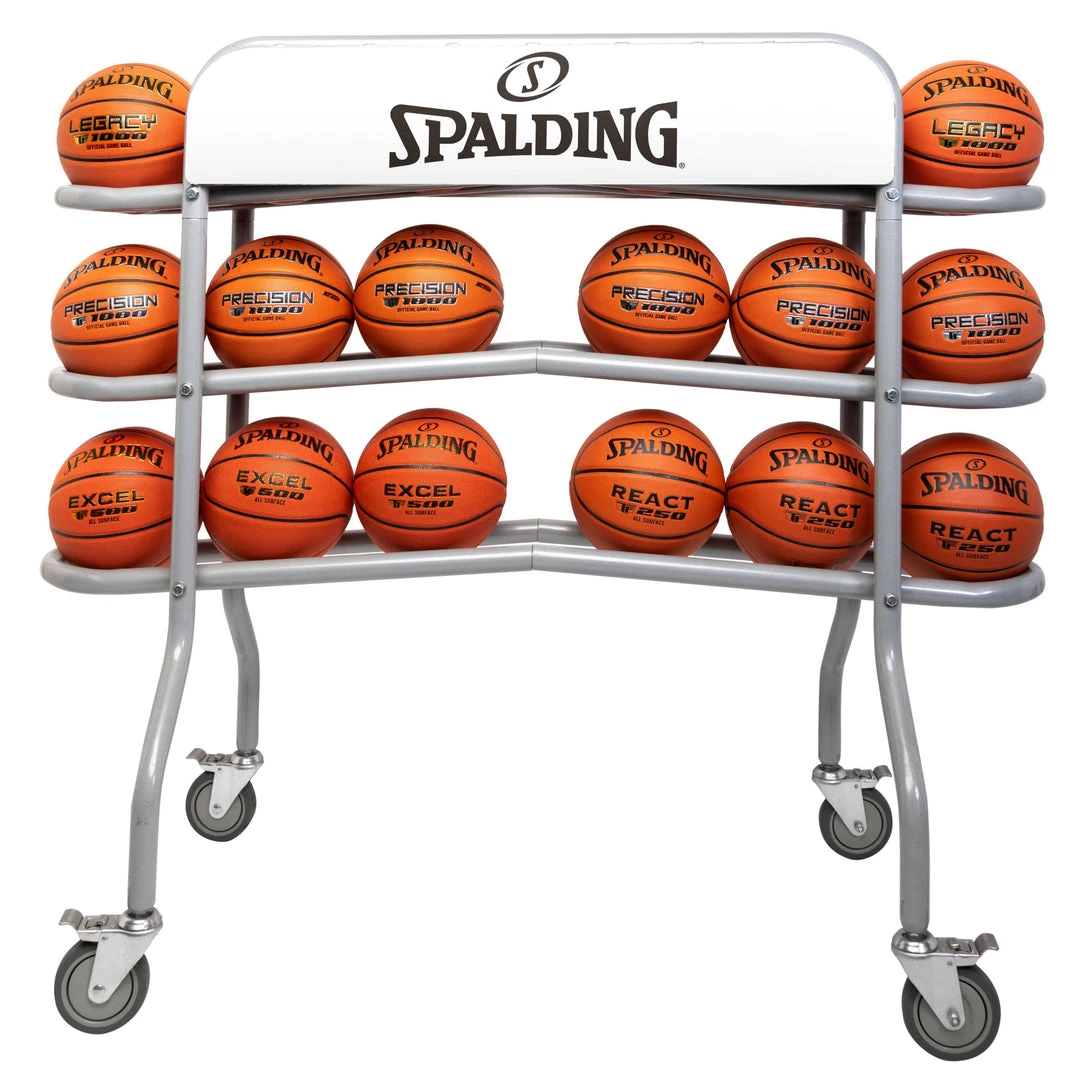 Spalding 18-Ball Capacity Steel Official On-Court Ball Truck With Angled Rails Basketball Equipment 1 Spalding 18-Ball Capacity Steel Official On-Court Ball Truck With Angled Rails Basketball Equipment