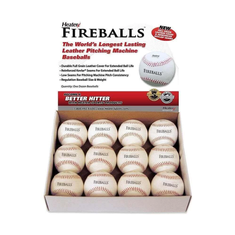 Fireballs Leather Pitching Machine Balls By Heater 1 Fireballs Leather Pitching Machine Balls By Heater